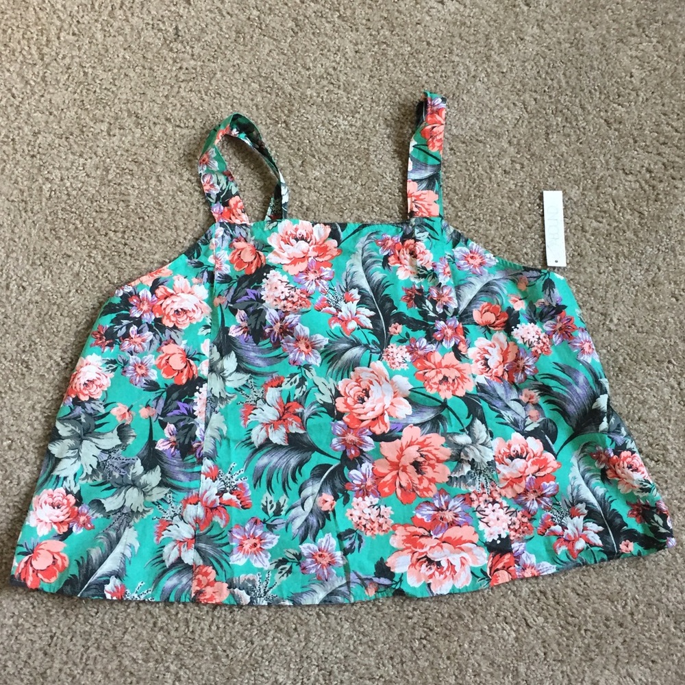 Green Floral Tank Top